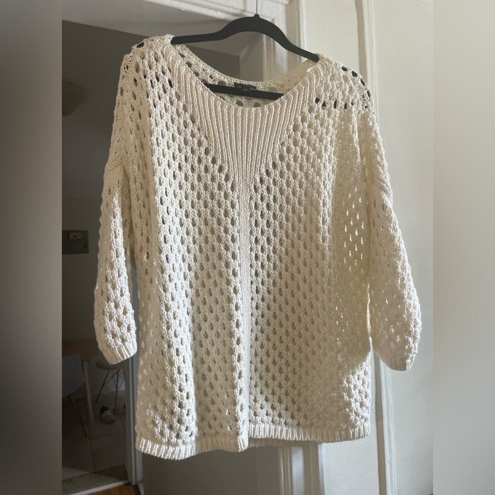 Ann Taylor off-white open-knit sweater